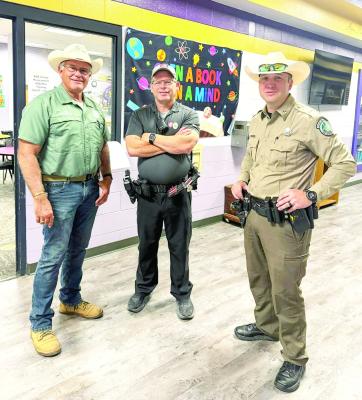 Brewster County Sheriff Ronny Dodson is pictured with Sul Ross’ University Department of Public Safety Chief Rickey George and Texas Parks and Wildlife Game Warden Captain Bo Hancock during a recent active shooter training held at Alpine Middle School. The training was hosted by Sheriff Dodson and the Brewster County Sheriff’s Office. Courtesy photo