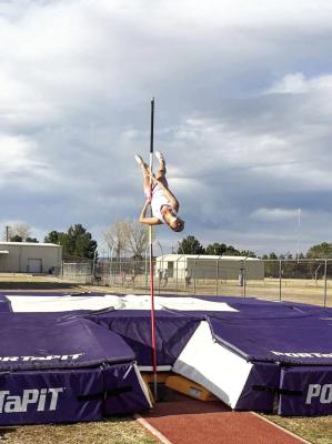 Alpine pole vaulters try out their new pole vault equipment last week, practicing for their upcoming meet in Wink. Courtesy photo