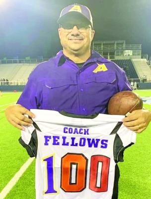 Alpine Fightin’ Buck Head Coach John Fellows celebrated his 100th career win. Photo courtesy of Gabbi Fellows
