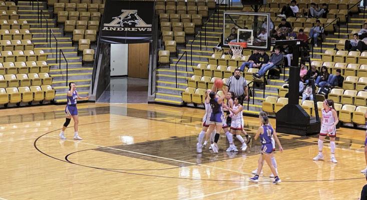 The Lady Bucks faced off against the Shallowater Mustangs on Dec. 10 at the Andrews Tournament, but came up short with a loss. Avalanche photo by J.T. Maroney