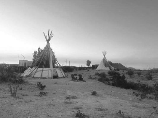 Teepees located in the Terlingua Ghostown which are part of Base Camp Terlingua’s AirBnB lodging facilities were destroyed by high winds in the area yesterday. The teepees were some of the first vacation rentals available to visitors and are owned by Jeff Leach. Photo courtesy of Kaci Kothmann