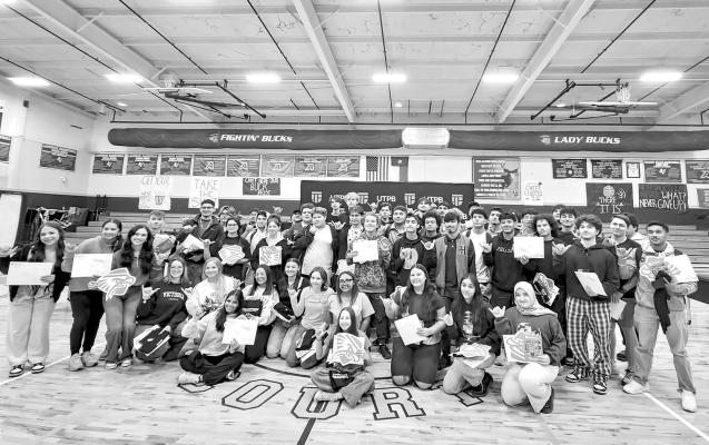 Alpine High School seniors pose for a photo after receiving direct admission and scholarship offers to UTPB in Odessa. Photo by Kara Gerbert