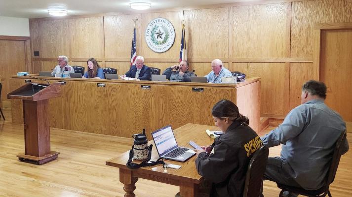 The Brewster County Commissioner’s Court met for their regularly scheduled meeting on Tuesday this week. Pictured here are Commissioners Jim Westermann, Sara Colando, Brewster County Judge Greg Henington, and Commissioners Ruben Ortega and Mo Morrow. Photo by Joh Covington