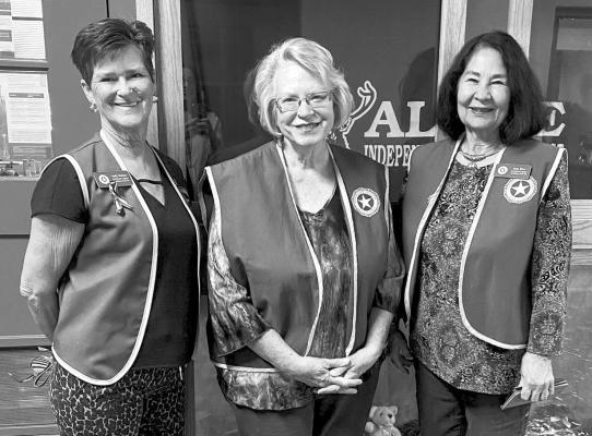The American Legion Big Bend Post 79 Auxiliary presented snack care packages to the Alpine ISD Board of Trustees last Wednesday night as part of their education project. Pictured are Judy Stokes, Sara Herman, and Sara Bow.