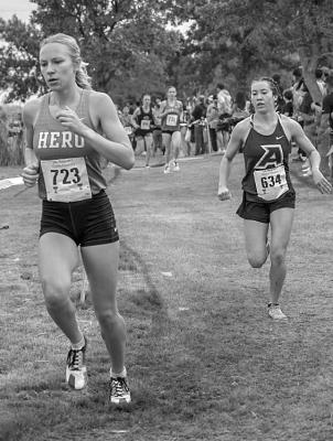 Mia Morris, who earned a fourth-place overall win at this past Saturday’s Regional competition in Lubbock rounds the curve just behind a fellow competitor. Courtesy photo