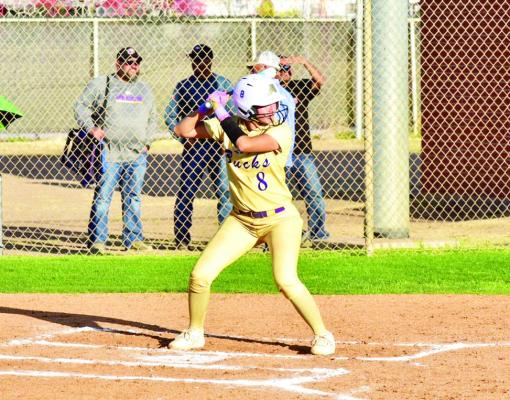 Zariah Galvan stands ready at the plate in an attempt to bring home a run. Photo by Felipe Fierro