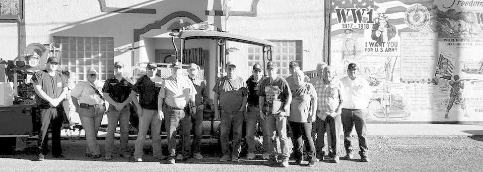 The American Legion Big Bend Post #79 recently donated a trailer and off-road tires to the Alpine Fire Rescue, part of the Alpine Volunteer Fire Department. The trailer will be used to transport the AFR’s Kubota that is outfitted with a water tank and pump that will allow it to reach places that the larger trucks are not able to get to. Courtesy photo