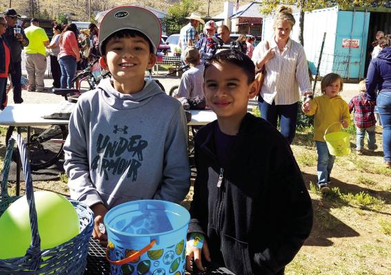 Mason Losoya and Vincent Garcia of Alpine participated in the Easter egg hunt that was held this past Saturday at the Alpine Farmer’s Market. A good group of kids of all ages showed up along with their parents to participate. Avalanche photo by Kara Gerbert