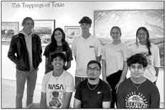 Rachel Maxwell’s Alpine High School art students recently visited the Museum of the Big Bend’s Trappings of Texas exhibit. Pictured, in back are Hatfield Cason, Alyssa Barron, Jack Juett, Audrey Garrett, and Adayna Garcia. Pictured in front are JJ Victorino, Pat Contreras, and Santi Alvidrez. The students were given a tour of the exhibit by museum curator Matt Walters. Courtesy photo
