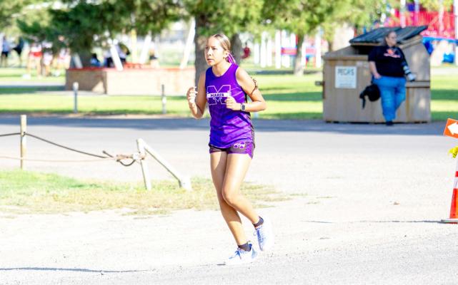 Marfa’s Mikayla Bentley took part in the West of the Pecos cross-country meet on Saturday, August 8, competing against several West Texas teams. Photo by Kara Gerbert