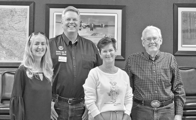 The Alpine Kiwanis Club installed its new 2024-2025 officers last week during their regular meeting. Pictured are Rhonda Cole (Secretary/Treasurer), Lyndel Cook (LT. Governor for Texas Oklahoma District of Kiwanis International), Judy Stokes (Vice President), and Ralph Gruebel (President). Cook was on hand for the installation of the new officers. Photo by Kara Gerbert