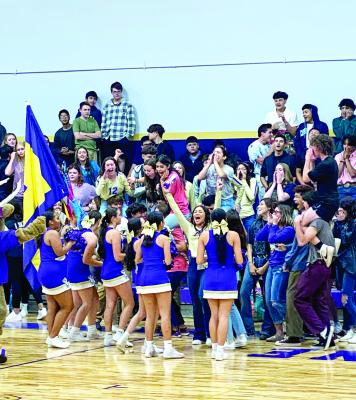 Pepping up with the cheerleaders!