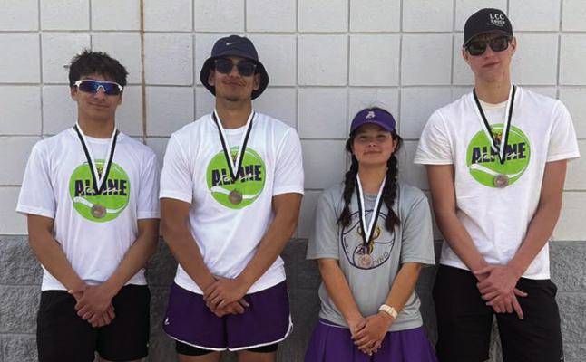 Alpine varsity doubles players Zane Wash and Solanus Prieto brought home third-place medals this past weekend at the Fort Hancock Invitational. Also placing third in mixed doubles were Ashlee Neal and Marco Salcido. Courtesy photo