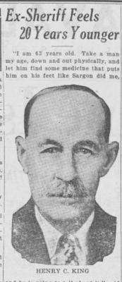 June 7, 1929 Former sheriff of Oklahoma City, Henry C. Kings reflects on how much better and younger he feels after using Sargon medicine.
