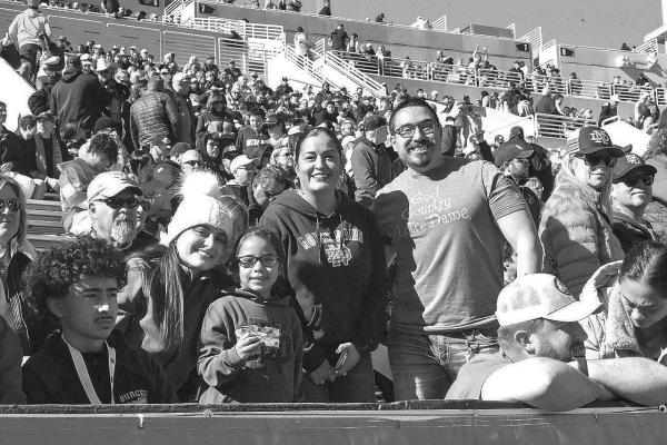 Alpine locals Letty and Patrick Carrillo and family enjoyed their New Year’s Day in El Paso at the Sun Bowl, to cheer on Notre Dame. Courtesy photo