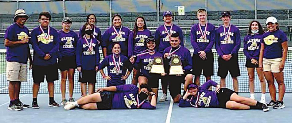 The Alpine Fightin’ Buck boys and girls tennis teams both won District championships on April 4 in Fort Stockton. Courtesy photo