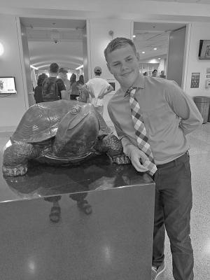 Keller Barlow, a student from Marathon was recently invited to speak and present his History Fair project at the National History Museum of American History. Barlow is pictured here in Washington, D.C. where he participated in the National History Fair. Courtesy photo