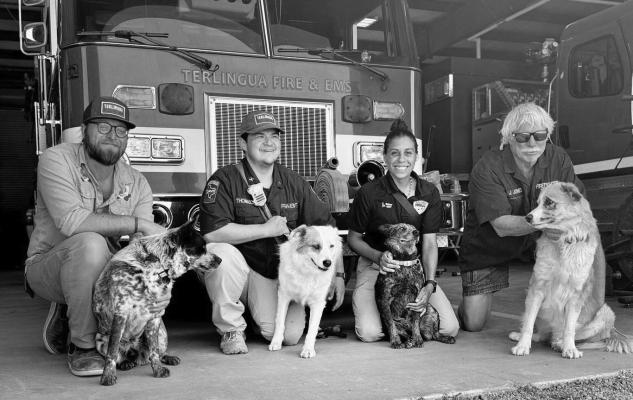 Members of the Terlingua Fire and EMS, along with their best mates were on hand for the Texas Independence Day parade held in Terlingua on Sunday. Photo courtesy of TFEMS