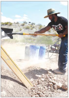 Sifting clay is part of the prep work at the site of the Alvino House preservation project in Big Bend National Park. Photo by Shawna Graves