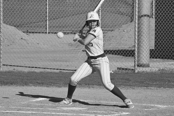 Kacy Hawkins powered up at the plate last week against the Blue Devils of Presidio. Photo by Felipe Fierro