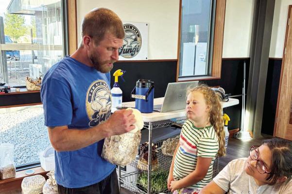 Cody McCollum of the Big Bend Fungi Company presented a program to students in the Marathon Public Library’s After School Program about mushroom farming, mycelium, and the hidden fungal networks that thrive beneath us. Photo courtesy of Marathon Public Library