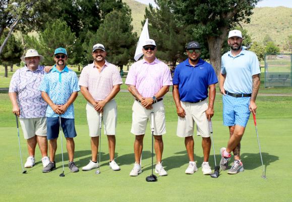 These golfers turned out for the 7th Annual Kaleena Ramos Bad Out Golf Scramble to raise scholarship funds for students from Alpine High School and Sul Ross State University. From left are Felipe Fierro, JJ Alvarado, Chris Martinez, Noé Lujan, Adam Llanez, and Keith Nixon. Courtesy photo
