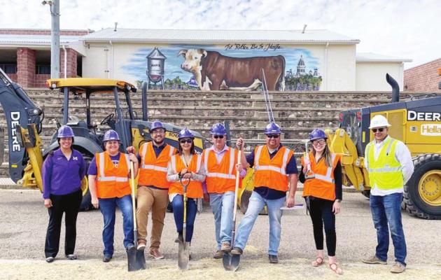 Marfa ISD staff and board members break ground for the new high school track earlier this year. Courtesy photo