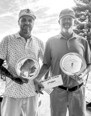 Lex Carrell and Steve Blackford are this year’s Legends presidents flight champions at the golf tournament that was hosted by the Alpine Country Club this past Saturday and Sunday. Courtesy photo