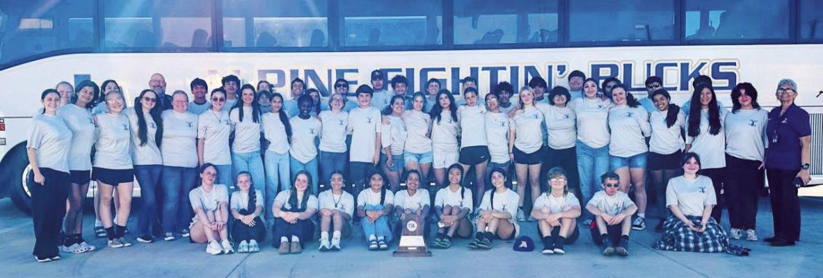 The Fightin’ Buck Band received a Division 1 rating last Saturday in Midland at the district high school marching band contest. The band advances to the Area competition in Lubbock in two weeks. Courtesy photo