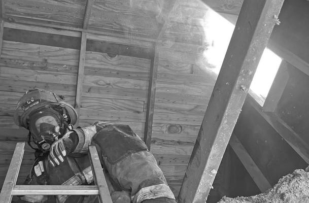 The Alpine Volunteer Fire Department responded to a fire in the 900 block of East Avenue J last Tuesday night around 7:30 p.m. The fire was located at the peak of the roof at the time of arrival, and all occupants had evacuated before the fire crew’s arrival. Crews quickly knocked down the flames to begin cooling and removing insulation from the attic space. The cause of the fire is unknown and remains under investigation. Photo courtesy of Alpine Fire Department