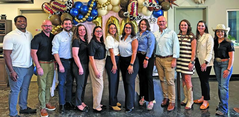 Members of the TransPecos Banks staff were on hand last week to celebrate 100 years in banking. Pictured are Rashwan Pickens, B.J. Henning, George Mussleman, Cara Turn, Jessica Jimenez, Audrey Galindo, Angela Armendariz, Alesha Kinzie, Mike Kozub, Stacey Wood, Johanna Wells, and Hillary Shipp. Courtesy photo
