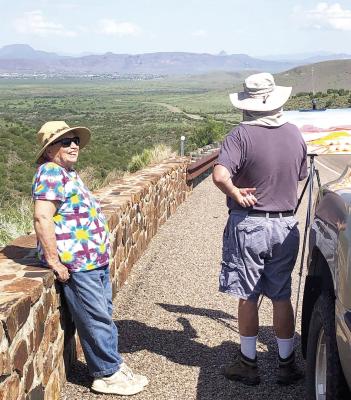 Alpine artists Judith Brueske and Richard Curtin at the turnout on Big Hill overlooking Alpine. Courtesy photo