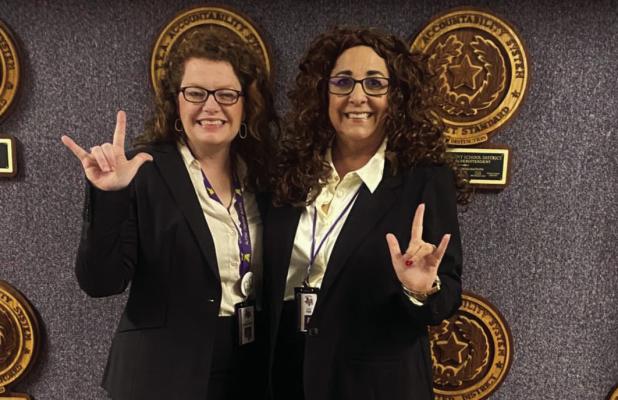 As part of Red Ribbon Week, teachers, students, and administrators across Alpine ISD dressed up as twins. Alpine ISD Superintendent Dr. Michelle Rinehart and Caroline Fox, Director of Curriculum and Special Programs nailed it. Courtesy photo