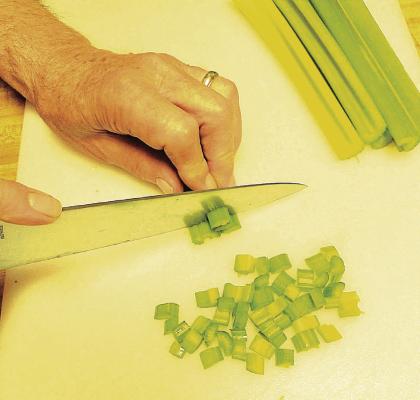 Vegetable prep for Dad’s Dressing. Photo by Bob Gerbert