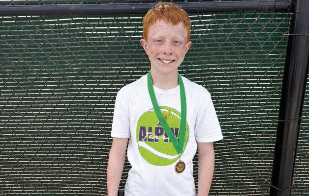 Ty Ritchie earned a bronze medal recently at the middle school meet in Monahans in the 7th-grade boy’s tennis singles. Other middle schoolers received consolation champion medals for both 7th and 8th-grade boys’ doubles and one for 8th-grade girls’ singles. Courtesy photo