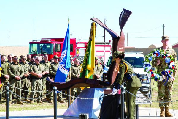 The U.S. Border Patrol, U.S. Army, and Alpine Volunteer Fire Department were part of the 9/11 Memorial Ceremony held last Thursday at the USBP Alpine Station, honoring those first responders and civilians who lost their lives during the terrorist attack on the World Trade Center 24 years ago. Photo by Kara Gerbert