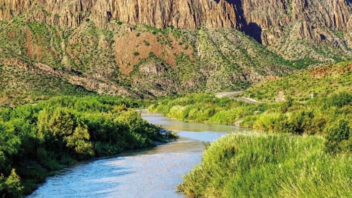A portion of the Rio Grande along Hwy 170, noted by National Geographic as one of the top 10 scenic drives in America, is imminently threatened to be cut off by border wall plans from the Trump administration. Photo by Kara Gerbert