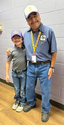 Alpine Elementary student Jaxon Turner dressed as AES custodian Larry Gallego for Superhero Day during last week’s Homecoming dress-up days. Courtesy Photo