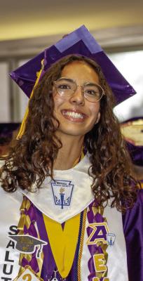Salutatorian Emyliana Hernandez is all smiles prior to last Friday night’s Class of 2026 graduation ceremony. Photo by Kara Gerbert