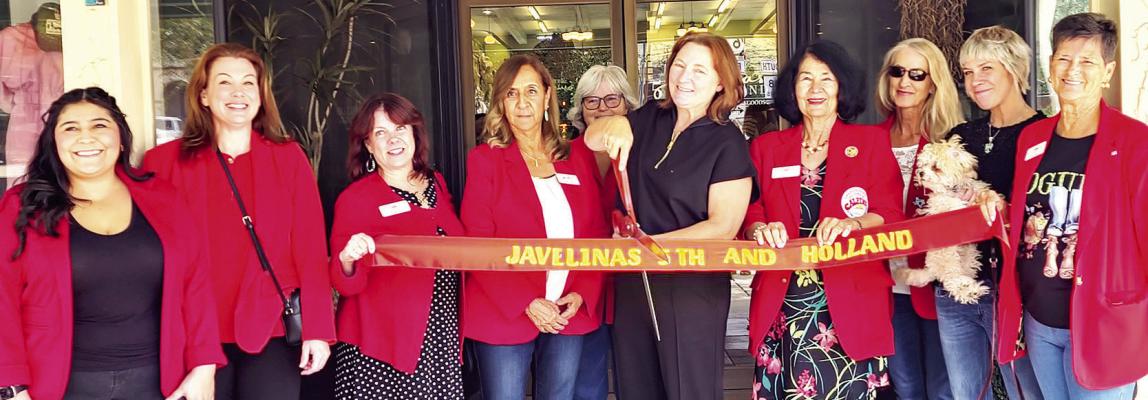 The Alpine Ambassadors helped welcome Jennifer Harrod with a grand opening ribbon cutting at her new location and expansion of Javelinas on 5th and Holland. Harrod, whose business has been across the street moved to the larger location to better display her large selection of women’s clothing and gift options. Photo by Kara Gerbert