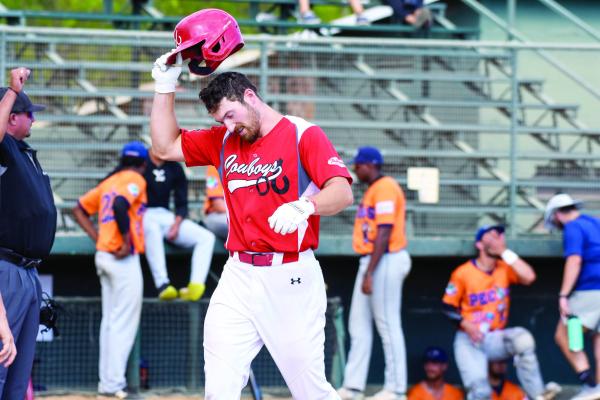 Thomas Kretzler walks toward the dugout during a game against the Pecos Bills earlier in the season. Photo by Julie Meyer