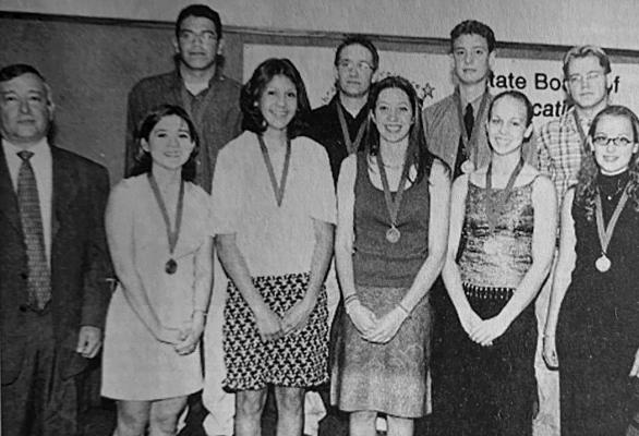 April 12, 2001 High School students from Alpine ISD were honored by the Board of Education at Sul Ross last week. Pictured here are Conrad Arriola, Aubany Gonzales, Sandy Fuentez, Aja Davidson, Alisa Havens, Crystal Cantwell, Roman Rodriguez, Tieva De Koninck, Casey O’Bryant, Josh Justice, and Casey Hays.