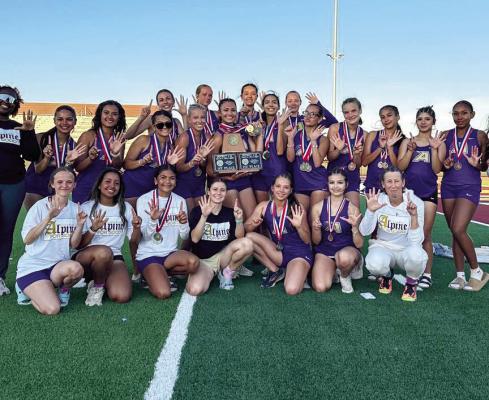 The AHS varsity Lady Bucks celebrate their sixth District Championship in as many years last Friday in Kermit. Courtesy photo
