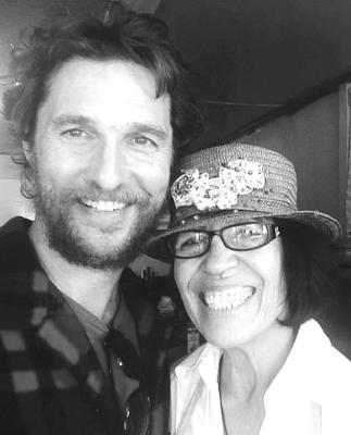 Marfa Burrito co-owner Ramona Tejada poses with Matthew McConaughey. Courtesy photo