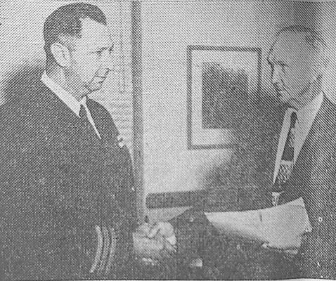 December 26, 1947 Price Campbell, president of West Texas Utilities, was awarded a citation for services rendered to the Naval Reserve Program in 1947. Commander G. E. Talbutt presented the honor. Campbell affirmed that the purpose of their company is public service.