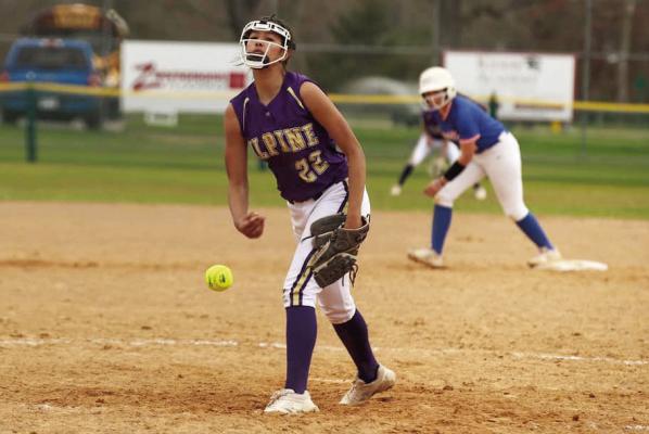Taryn Hardin stands at the pitcher’s mound during a recent scrimmage in College Station. Courtesy photo