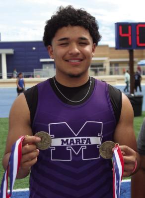 Ayden Alvarez of Marfa has qualified for the State track and field meet in the shot put event. Courtesy photo