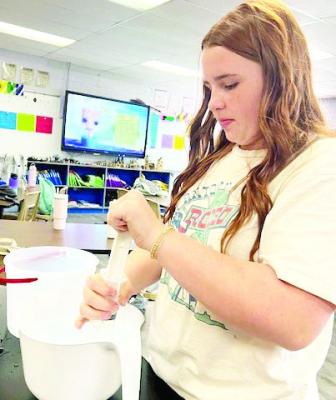 7th grader Rynn Matthews learns about how the circulatory system helps deliver oxygen through the body via the heart and how it also removes waste from cells. Courtesy photo