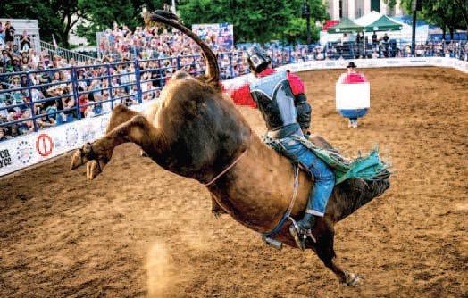 Nic Jackson is pictured here riding a bull on the Mall in Washington, DC, during the Rodeo 250 celebration in July. Courtesy photo