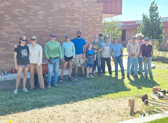 These Alpine Elementary parent volunteers spent their time recently helping transform the Alpine Elementary garden area into an outdoor classroom. The group removed weeds, leveled dirt, mowed, and cleaned up the entire space. Courtesy photo